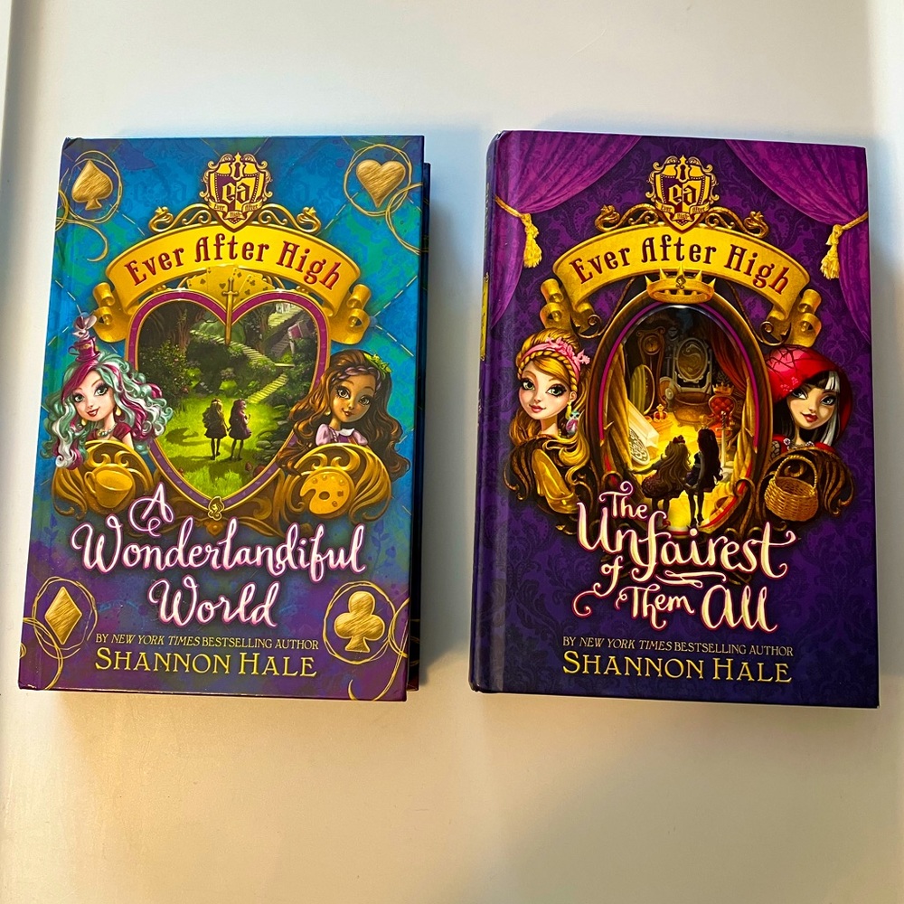 Ever After High Book 2 & 3 lot: Wonderland World, Unfairest of Them All